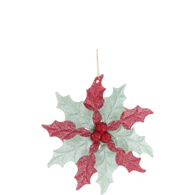 Glitter Poinsettia Tree Decoration 12cm