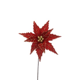 Velvet Poinsettia Stem 50cm