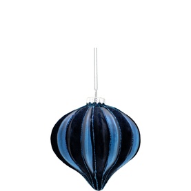 Flocked Segments Glass Onion Tree Decoration 10cm