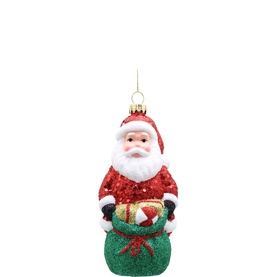 Glitter Santa with Sack Tree Decoration 11cm