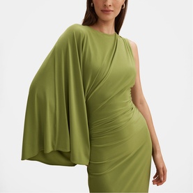 Fleur Cape Shoulder Flared Dress