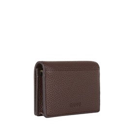 Ganni Chicory Coffee faux leather cardholder wallet with structured flap and embossed logo detail