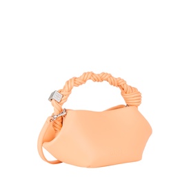 Ganni Bou Mini Crossbody Bag in cantaloupe with braided top handle, silver-tone hardware, and detachable crossbody strap