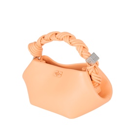 Ganni Bou Mini Crossbody Bag in cantaloupe with braided top handle, silver-tone snap fastening and structured silhouette