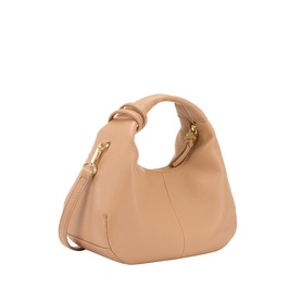 Ganni Hobo Mini Crossbody Bag in Tawny Birch with gold-tone Butterfly hardware, top handle, and detachable adjustable crossbody strap