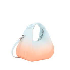 Ganni Hobo Mini Crossbody Bag in Country Air, blue-to-peach ombre with silver-tone hardware, detachable crossbody strap and top handle