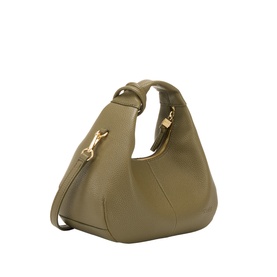 Ganni Hobo Mini Crossbody Bag in Military Olive, textured finish, gold-tone butterfly hardware and clasp, detachable crossbody strap, slouchy