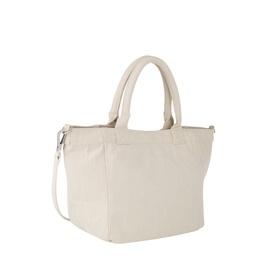 Ganni Sunlight tote bag in off-white cotton blend, dual top handles and detachable crossbody strap, structured base