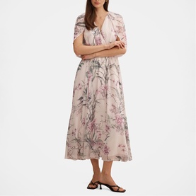 Jodie Floral Cape Flared Dress
