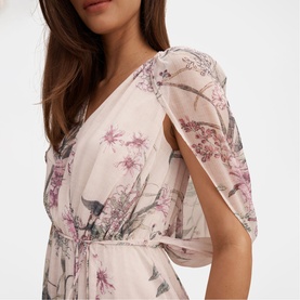 Jodie Floral Cape Flared Dress