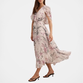 Jodie Floral Cape Flared Dress