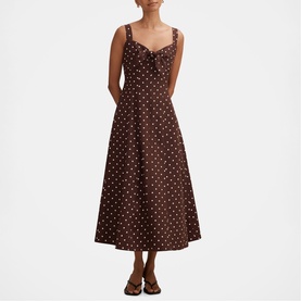 Kara Petite Polka Dot Flared Dress