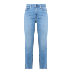 Levis slim jeans in True Blue Mid wash, high-rise waist, five-pocket styling, straight cropped leg
