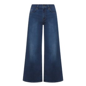 Levis Wide Leg jeans in True Blue Dark, high-rise waist, flared cropped cut with five-pocket styling
