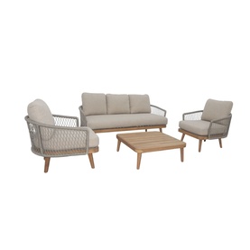 Ophelia Garden 4-Piece Lounge Set Latte & Woven Sand