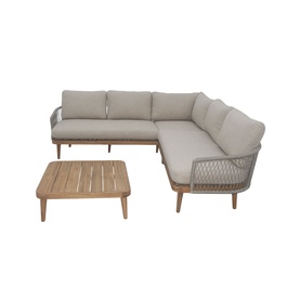 Ophelia Garden Corner 3-Piece Dining Set Latte & Woven Sand