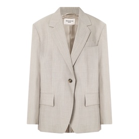 Max Mara Weekend Attila Single-Breasted Oversized Blazer in hazelnut, notched lapels, single button fastening, flap pockets