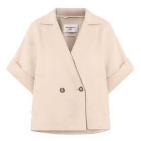 Max Mara Weekend Neo Double-Breasted Peacoat in sand, short sleeves with turned-up cuffs, notched lapels, button fastening