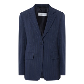 Max Mara Main ultramarine pinstripe wool blazer, single-breasted with notch lapels and flap pockets