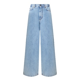 Max Mara Weekend Zattera Wide Leg Jeans in blue, wide-cut silhouette, five-pocket style with button and fly zip fastening