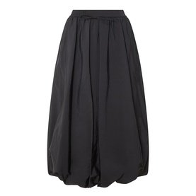 Max Mara Weekend Ciurma Bubble Skirt in black, midi length with elasticated waistband, drawstring fastening and voluminous bubble hem.