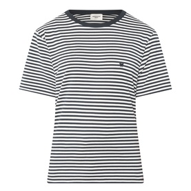 Max Mara Weekend Venaco Logo Striped T-Shirt in black and white stripes, crew neck, short sleeves, chest logo detail