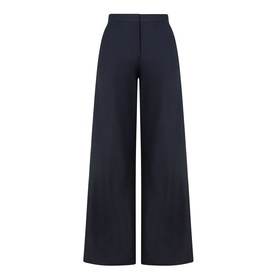 Max Mara Main ultramarine wide-leg high-waisted cotton trousers with clean front pleat and tailored silhouette