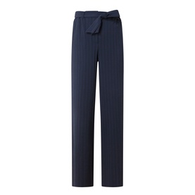 Max Mara Main Lira Striped Wide Leg Trousers in ultramarine, pinstripe pattern, tie waist belt, wide leg silhouette