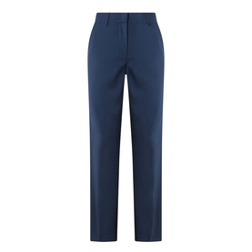 Max Mara Weekend navy wool trousers with straight leg, belt loops, and flat front waistband detail