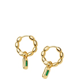 Molten Gemstone Olive Charm Hoop Earrings