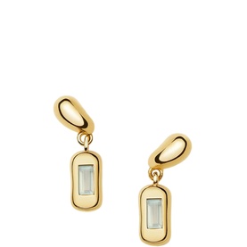 Molten Gemstone Baguette Drop Earrings