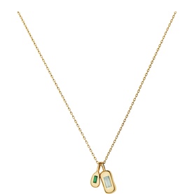Molten Gemstone Bean Pendant Necklace