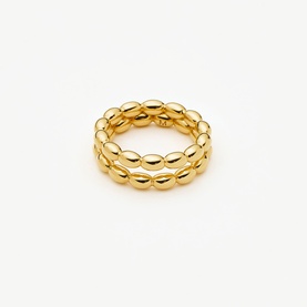 Missoma gold double-row oval bead band ring with polished finish