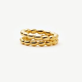 Missoma gold ring set of two stacking bands with oval bubble-link detailing