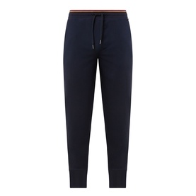 Paul Smith Access blue cotton loungewear joggers with striped elasticated waistband and drawstring, tapered cuffed ankles