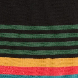 Paul Smith Access black cotton socks with green, yellow, teal and red horizontal stripes