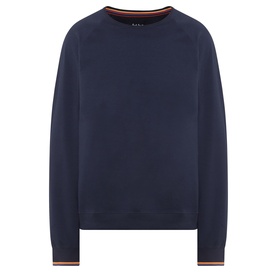 Paul Smith Access blue cotton sweatshirt with multicolour stripe trim at crew neck and cuffs