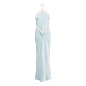 Kelli Lace Trim Halter Slip Dress