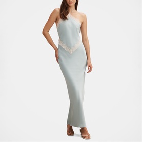 Kelli Lace Trim Halter Slip Dress
