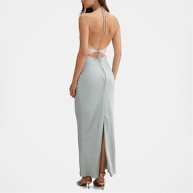 Kelli Lace Trim Halter Slip Dress