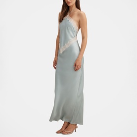 Kelli Lace Trim Halter Slip Dress