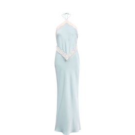 Kelli Lace Trim Halter Slip Dress