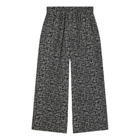 Grid Wide Leg Cropped Trousers