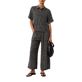 Grid Wide Leg Cropped Trousers