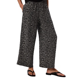 Grid Wide Leg Cropped Trousers