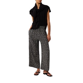 Grid Wide Leg Cropped Trousers
