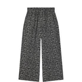 Grid Wide Leg Cropped Trousers