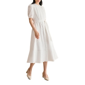 Amani Embroidery Belted Flared Dress