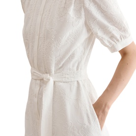 Amani Embroidery Belted Flared Dress