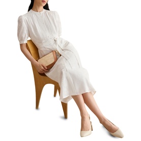 Amani Embroidery Belted Flared Dress